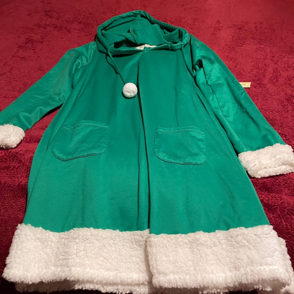 Derek Heart Green Hooded Cape with White Trim
